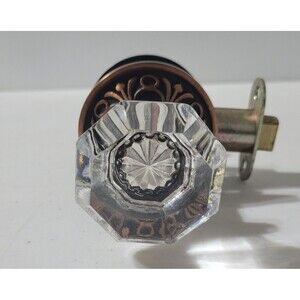 Emtek Old Town Clear Glass Door Knob w/Lancaster Rosette (Passage) 2 3/8"